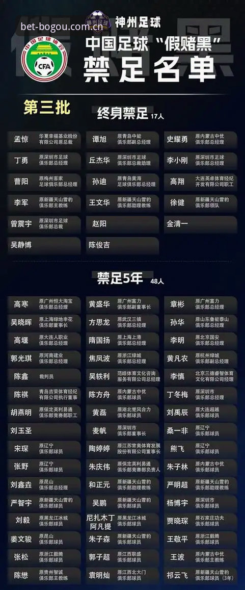 中国足协第三批禁足名单详解——博狗体育平台视角下的行业整顿风暴